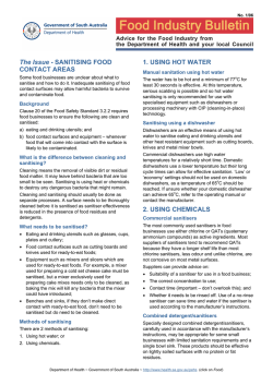 The Issue 1. USING HOT WATER CONTACT AREAS Manual sanitation using hot water