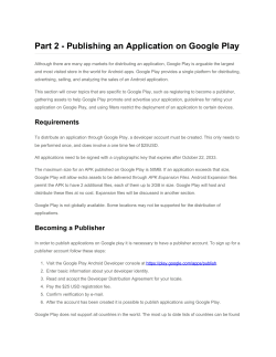 Part 2 - Publishing an Application on Google Play