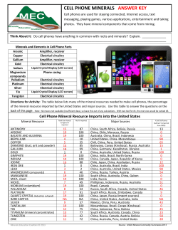 CELL PHONE MINERALS  ANSWER KEY