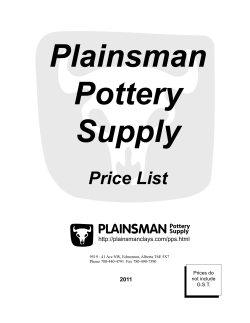Plainsman Pottery Supply Price List