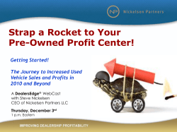 Strap a Rocket to Your Pre-Owned Profit Center! Getting Started!