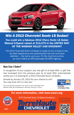 Win A 2012 Chevrolet Sonic LS Sedan!