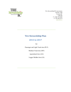 Tire Stewardship Plan 2013 to 2017