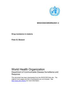 World Health Organization Department of Communicable Disease Surveillance and Response WHO/CDS/CSR/DRS/2001.4