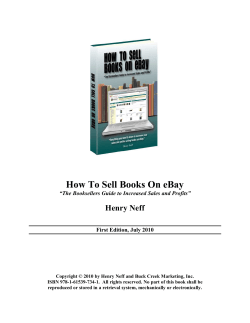 How To Sell Books On eBay Henry Neff  First Edition, July 2010