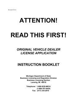 ATTENTION!  READ THIS FIRST! INSTRUCTION BOOKLET