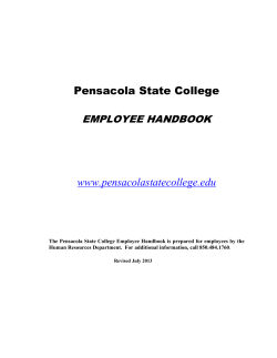 Pensacola State College www.pensacolastatecollege.edu  EMPLOYEE HANDBOOK