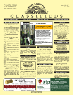C L A S S I F I E D S PUBLISHED WEEKLY for the North American Wine and Grape Industry