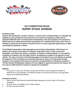 SUPER  STOCK  DIVISION 2014 COMPETITION RULES