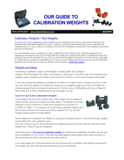 OUR GUIDE TO  Calibration Weights / Test Weights