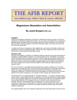 Magnesium Absorption and Assimilation By Jackie Burgess  RDH (ret)
