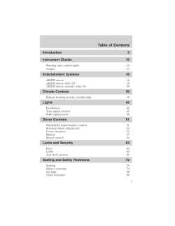 Table of Contents Introduction 3 Instrument Cluster