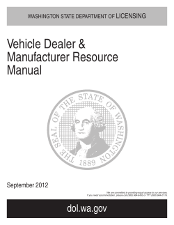 Vehicle Dealer &amp; Manufacturer Resource Manual LICENSING
