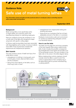Safe use of metal turning lathes Guidance Note