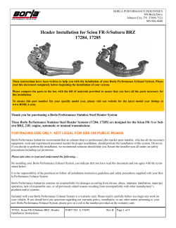 Header Installation for Scion FR-S/Subaru BRZ 17284, 17285