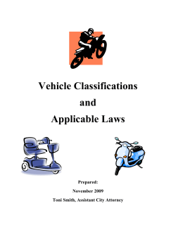 Vehicle Classifications and Applicable Laws Prepared:
