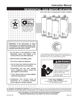 resIdentIal Gas water heaters Instruction Manual