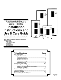 Installation Instructions and Use &amp; Care Guide Residential Electric