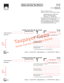 Sales and Use Tax Return Florida Department of Revenue Tallahassee, FL 32399-0120