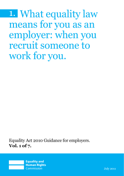 What equality law means for you as an employer: when you