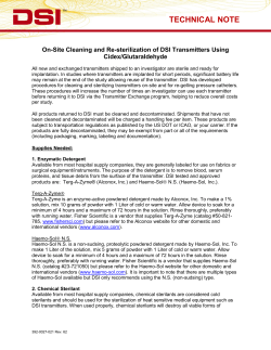 TECHNICAL NOTE On-Site Cleaning and Re-sterilization of DSI Transmitters Using Cidex/Glutaraldehyde