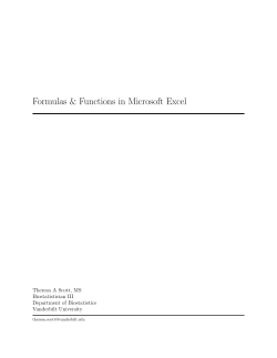 Formulas &amp; Functions in Microsoft Excel Theresa A Scott, MS Biostatistician III