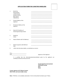 APPLICATION FORM FOR CARS/TWO WHEELERS