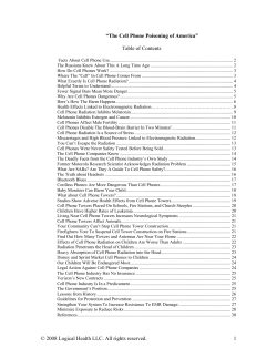 “The Cell Phone Poisoning of America”  Table of Contents