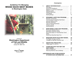 WOOD DUCK NEST BOXES  Contents Guidelines For Managing