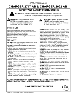 CHARGER 2717 AB &amp; CHARGER 2022 AB IMPORTANT SAFETY INSTRUCTIONS OPERATION MANUAL