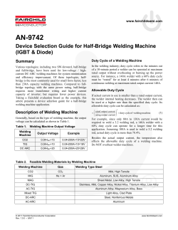 AN-9742 Device Selection Guide for Half-Bridge Welding Machine (IGBT &amp; Diode) Summary