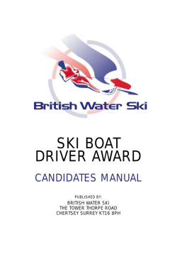 SKI BOAT DRIVER AWARD CANDIDATES MANUAL BRITISH WATER SKI