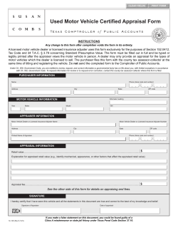 Used Motor Vehicle Certified Appraisal Form