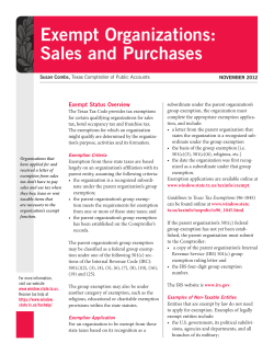 Exempt Organizations: Sales and Purchases Exempt Status Overview