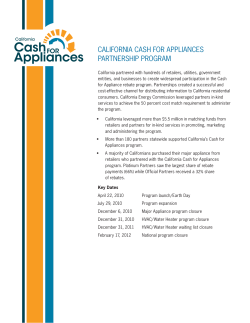 CALIFORNIA CASH FOR APPLIANCES PARTNERSHIP PROGRAM