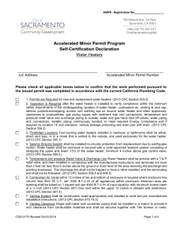 Accelerated Minor Permit Program Self-Certification Declaration Water Heaters