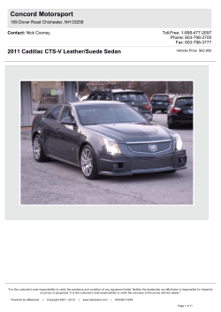 Concord Motorsport 2011 Cadillac CTS-V Leather/Suede Sedan Contact: