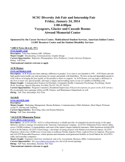SCSU Diversity Job Fair and Internship Fair Friday, January 24, 2014 1:00-4:00pm