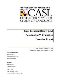 Final Technical Report E.3.1 Executive Report Rosetta Stone™