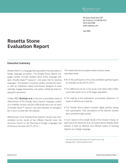 Rosetta Stone Evaluation Report  Executive Summary