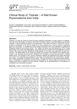Clinical Study of ‘Triphala’ – A Well Known Phytomedicine from India R A