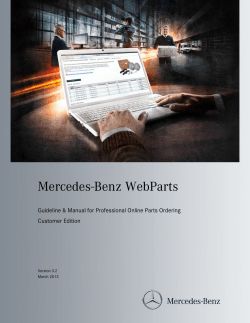 Mercedes-Benz WebParts  Guideline &amp; Manual for Professional Online Parts Ordering Customer Edition