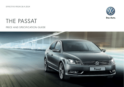 THE PASSAT PRICE AND SPECIFICATION GUIDE EFFECTIVE FROM 28.4.2014 01 – THE PASSAT