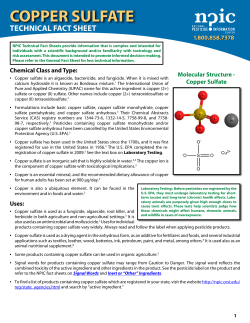 COPPER SULFATE TECHNICAL FACT SHEET Chemical Class and Type: