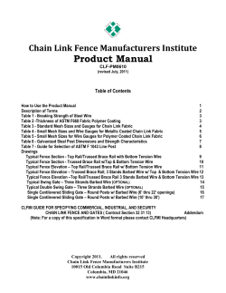 Product Manual Chain Link Fence Manufacturers Institute  Table of Contents