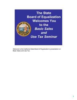 The State Board of Equalization Welcomes You to the