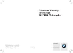 Consumer Warranty Information 2012 U.S. Motorcycles