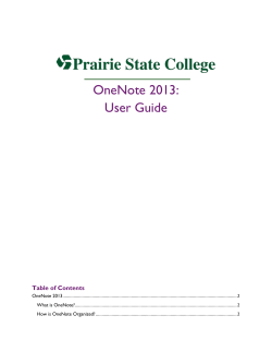 OneNote 2013: User Guide  Table of Contents