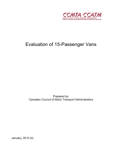 Evaluation of 15-Passenger Vans  Prepared by: Canadian Council of Motor Transport Administrators