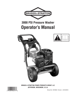 Operator’s Manual 3000 PSI Pressure Washer JEFFERSON, WISCONSIN, U.S.A.
